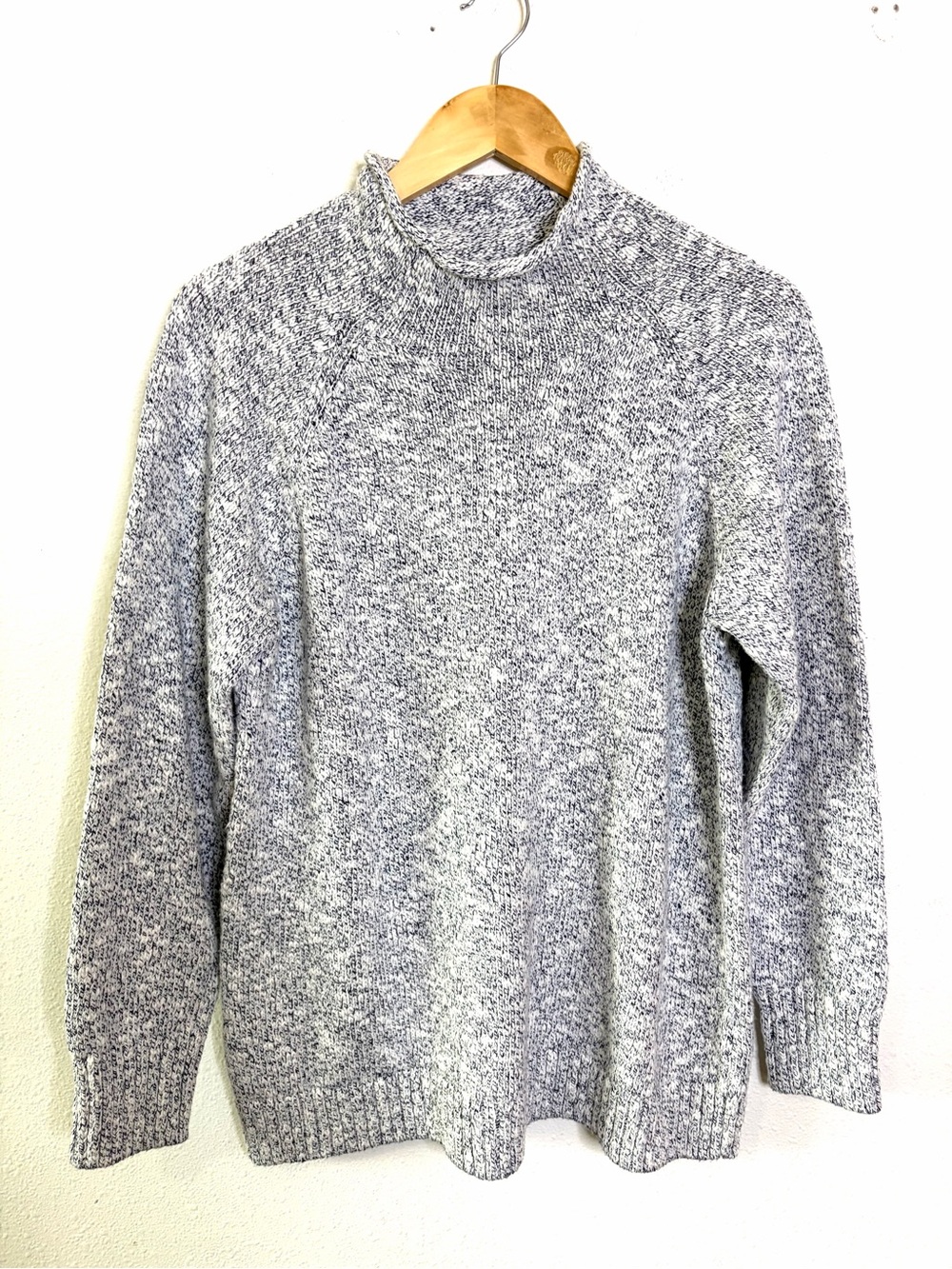 L.L. Bean 100% cotton women’s  Gray Marled Turtleneck mock neck Sweater XL P